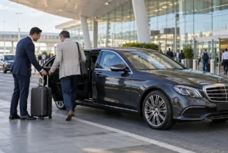 Chauffeur Assists Traveler at Airport Curb