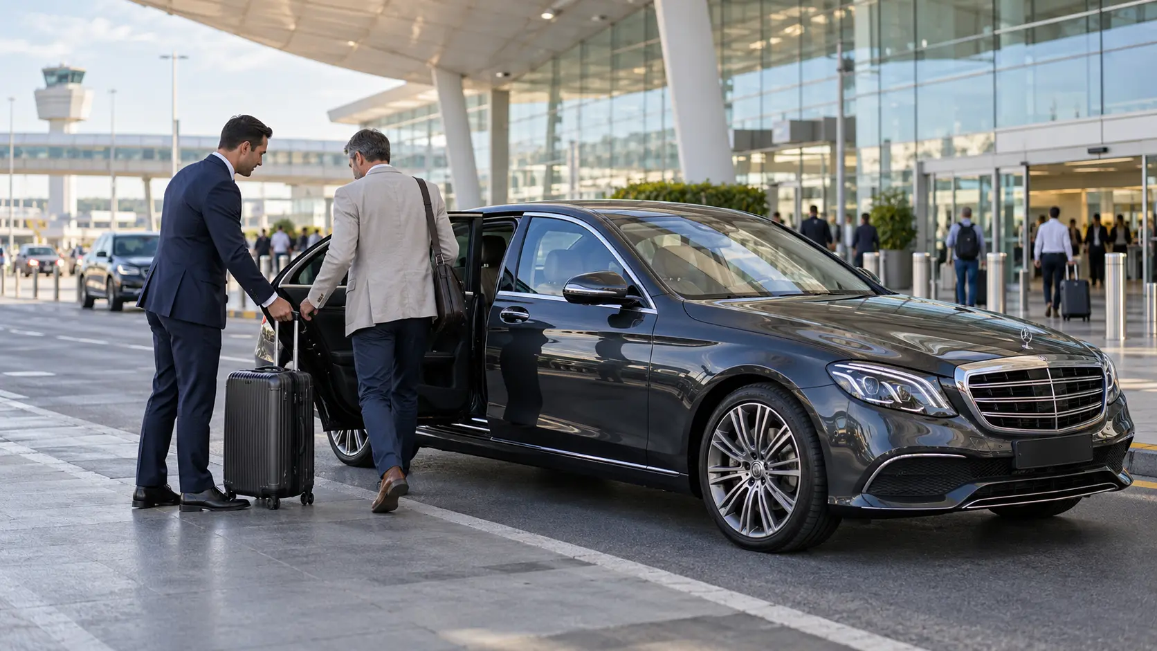 How Do I Get from Brisbane Airport to Australia Zoo? 1 Chauffeur Assists Traveler at Airport Curb