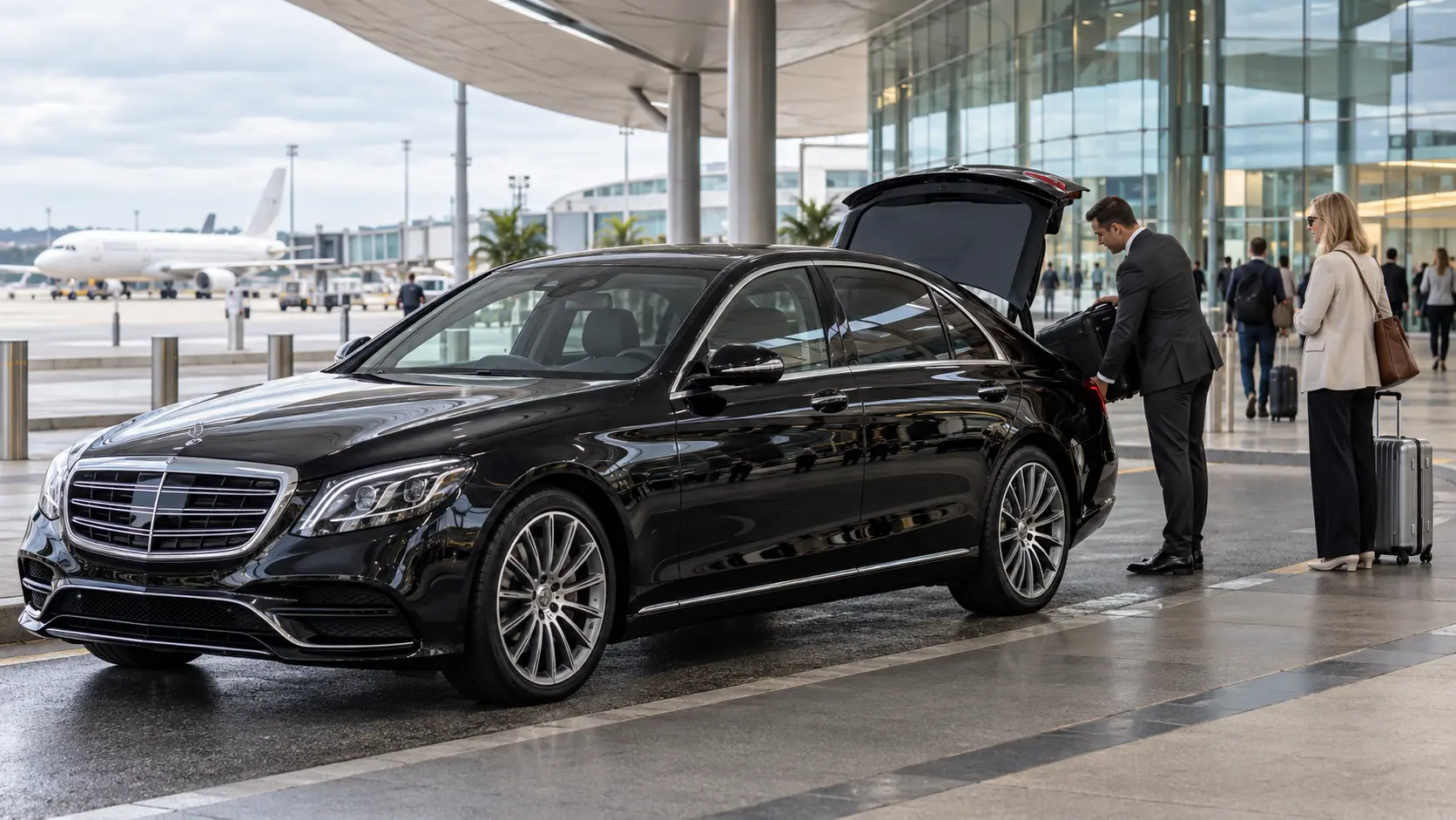 What Are the Best Ways To Travel from Toowoomba to Brisbane Airport? 1 Chauffeur loading luggage at airport curb